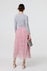 Pink | Ruffled High Waist Semi Sheer Midi Skirt
