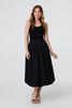 Black | High Waist Elasticated Midi Bubble Skirt

