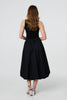 Black | High Waist Elasticated Midi Bubble Skirt
