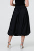 Black | High Waist Elasticated Midi Bubble Skirt
