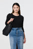 Blue | Washed Denim Split Hem Knee Length Skirt
