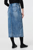 Blue | Washed Denim Split Hem Knee Length Skirt
