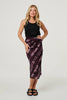 Burgundy | Tie Dye Ruched High Waist Midi Skirt
