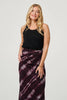 Burgundy | Tie Dye Ruched High Waist Midi Skirt
