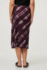 Burgundy | Tie Dye Ruched High Waist Midi Skirt
