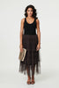 Brown | Animal Print Tiered Midi Skirt
