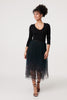 Black | Printed High Waist Mesh Midi Skirt
