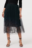 Black | Printed High Waist Mesh Midi Skirt
