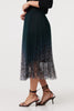 Black | Printed High Waist Mesh Midi Skirt
