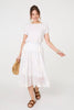 White | Lace Embellished A-Line Midi Skirt
