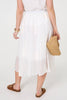 White | Lace Embellished A-Line Midi Skirt
