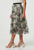 Beige | Printed A-Line Midi Skirt

