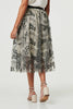 Beige | Printed A-Line Midi Skirt

