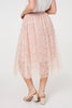 Pink | Floral Mesh Layered Midi Skirt
