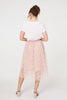Pink | Floral Mesh Layered Midi Skirt
