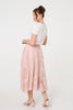 Pink | Floral Semi Sheer Mesh Layer Midi Skirt
