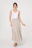 Beige | Stretchy High Waist A-Line Maxi Skirt
