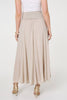 Beige | Stretchy High Waist A-Line Maxi Skirt
