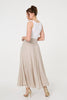 Beige | Stretchy High Waist A-Line Maxi Skirt
