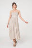 Beige | Stretchy High Waist A-Line Maxi Skirt : Model is 5'9