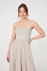 Beige | Stretchy High Waist A-Line Maxi Skirt