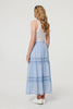 Blue | Embroidered High Waist Tiered Maxi Skirt
