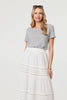 White | Lace Trim High Waist Tiered Maxi Skirt
