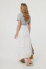 White | Lace Trim High Waist Tiered Maxi Skirt
