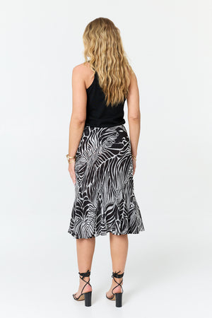 Black | Reversible Printed High Waist Midi Skirt