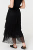 Black | Metallic Textured Tiered Midi Skirt
