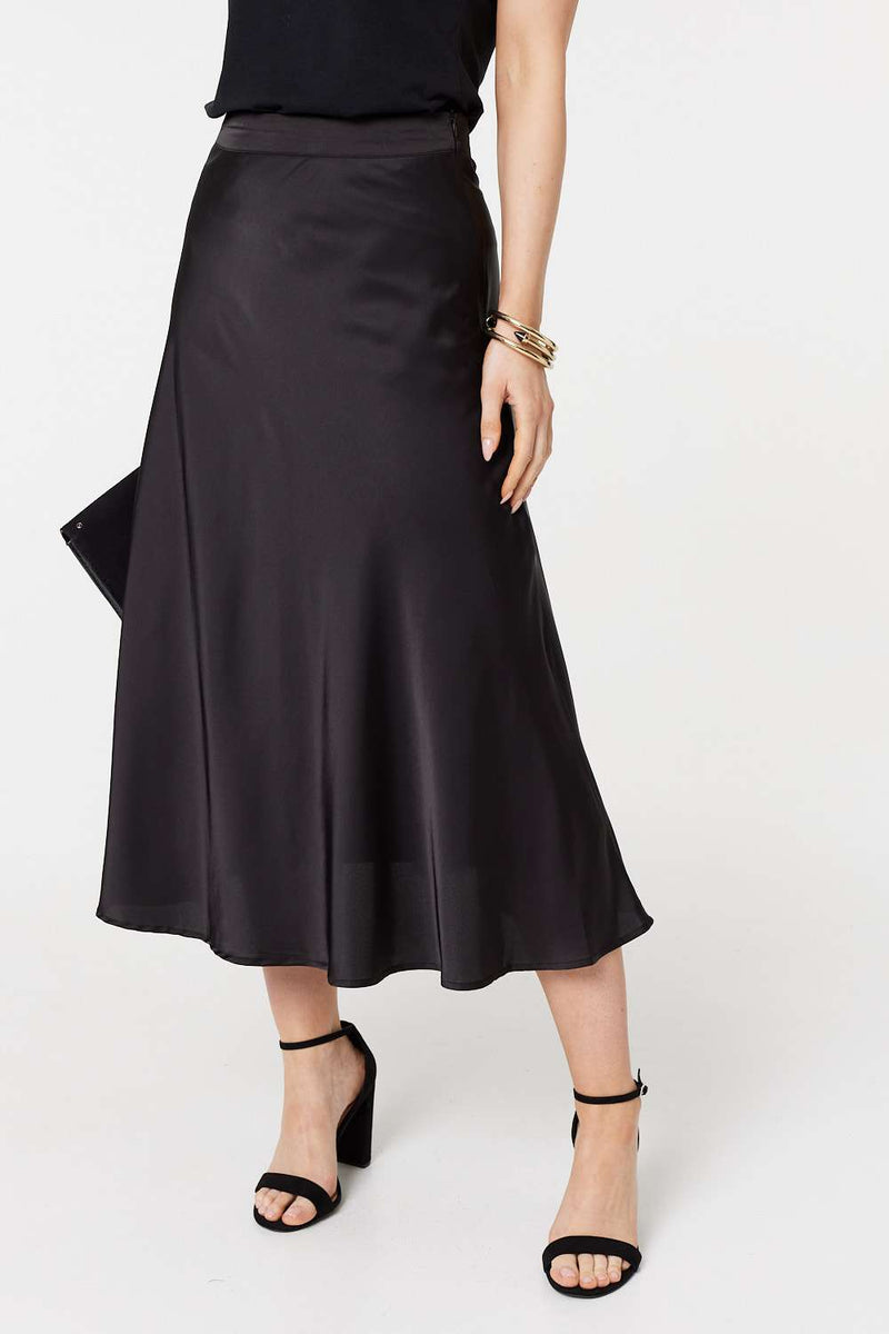 High Waist A Line Midi Slip Skirt Izabel London