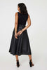 Black | Faux Leather Belted Midi Skirt