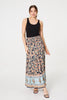 Navy | Floral Print High Waist Maxi Skirt : Model is 5'9