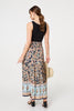 Navy | Floral Print High Waist Maxi Skirt
