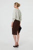 Brown | Faux Suede Knee Length Pencil Skirt
