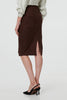 Brown | Faux Suede Knee Length Pencil Skirt

