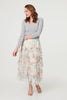 Cream | Floral Semi Sheer Mesh Ruffled Midi Dress
