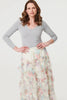 Cream | Floral Semi Sheer Mesh Ruffled Midi Dress
