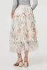 Cream | Floral Semi Sheer Mesh Ruffled Midi Dress
