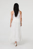 White | High Waist Lace Trim Tiered Maxi Skirt
