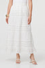 White | High Waist Lace Trim Tiered Maxi Skirt
