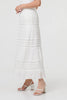 White | High Waist Lace Trim Tiered Maxi Skirt
