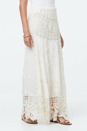 Beige | Crochet Texture High Waist Maxi Skirt
