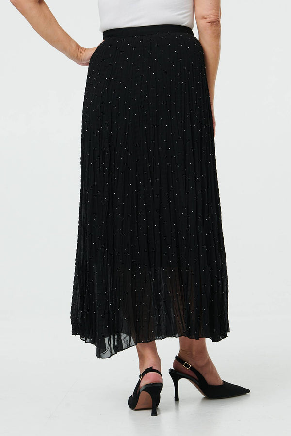 Black | Sparkly Textured High Waist Maxi Skirt