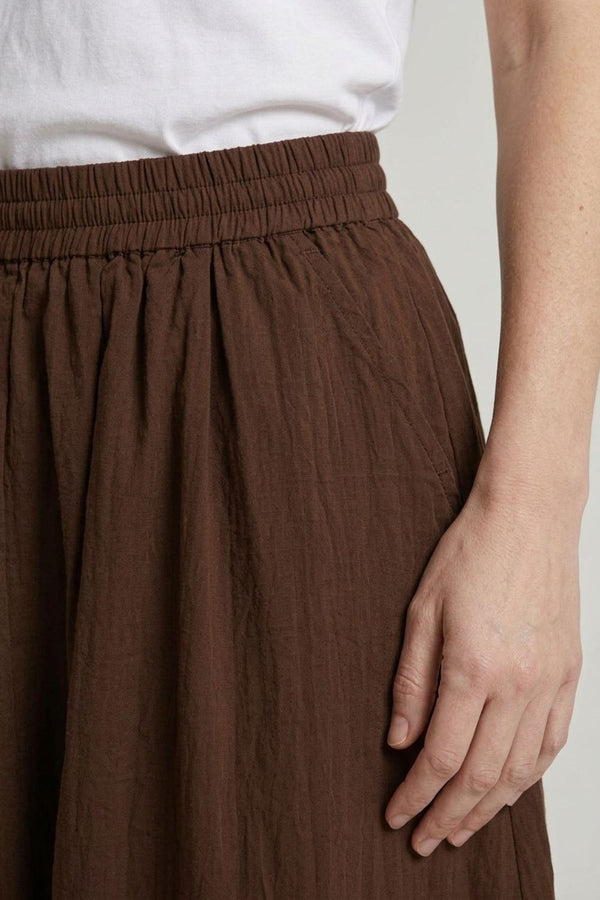 Brown | A-Line High Waist Midi Skirt