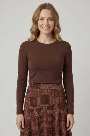 Brown | Patchwork Print Hanky Hem Layered Skirt