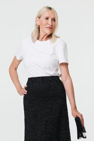 Black | Lace Texture Layer High Waist Maxi Skirt