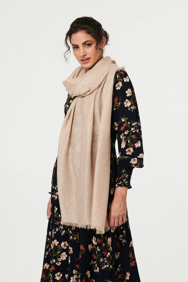 Pink | Sparkly Textured Long Shawl Scarf