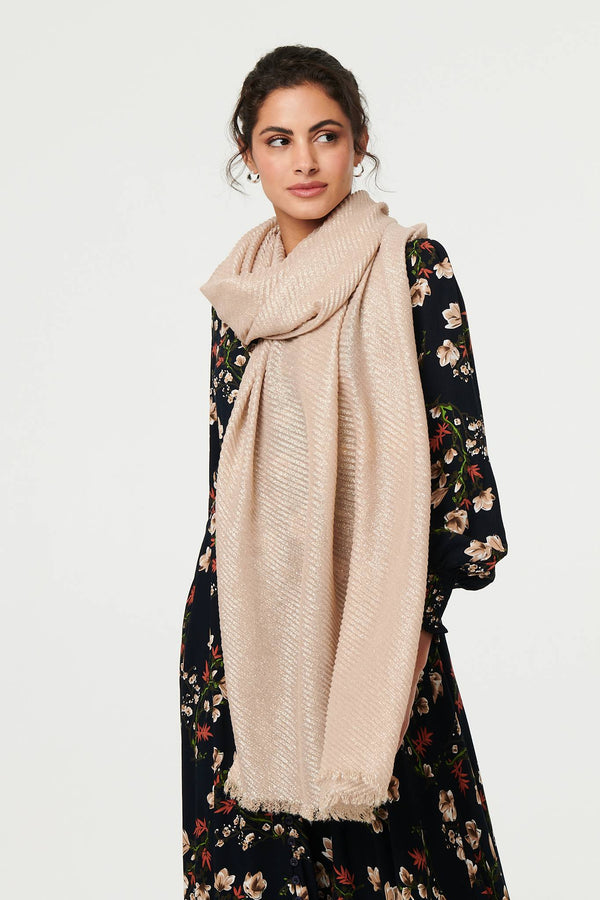 Pink | Sparkly Textured Long Shawl Scarf