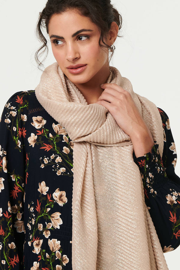 Pink | Sparkly Textured Long Shawl Scarf